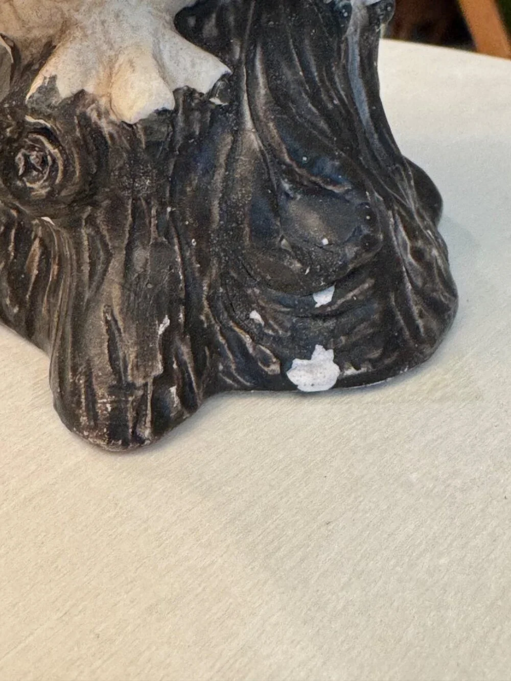 Vintage Enesco E5138 Owl on Stump white tan brown read